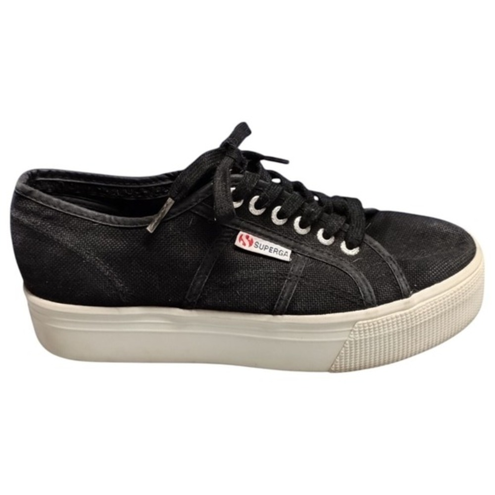 Superga Classic Low Top Sneakers Unisex Size‎ 7.5M/9W Black Canvas Logo Lace Up